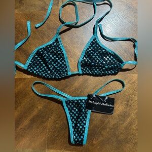 NWT Sexy Skimpy Midnight Ballerina Tri-Top Y-String Bottom Bikini Lingerie Set